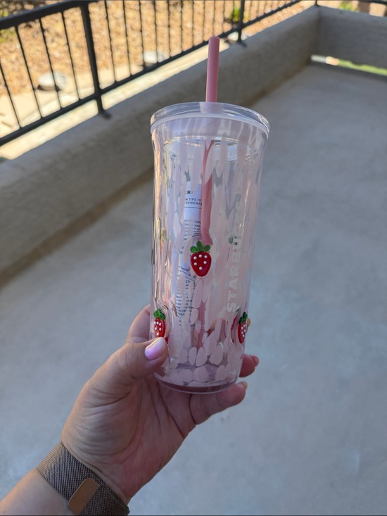 Starbucks Other - Starbucks Pink Strawberry Confetti Double-Wall Tumbler with Straw